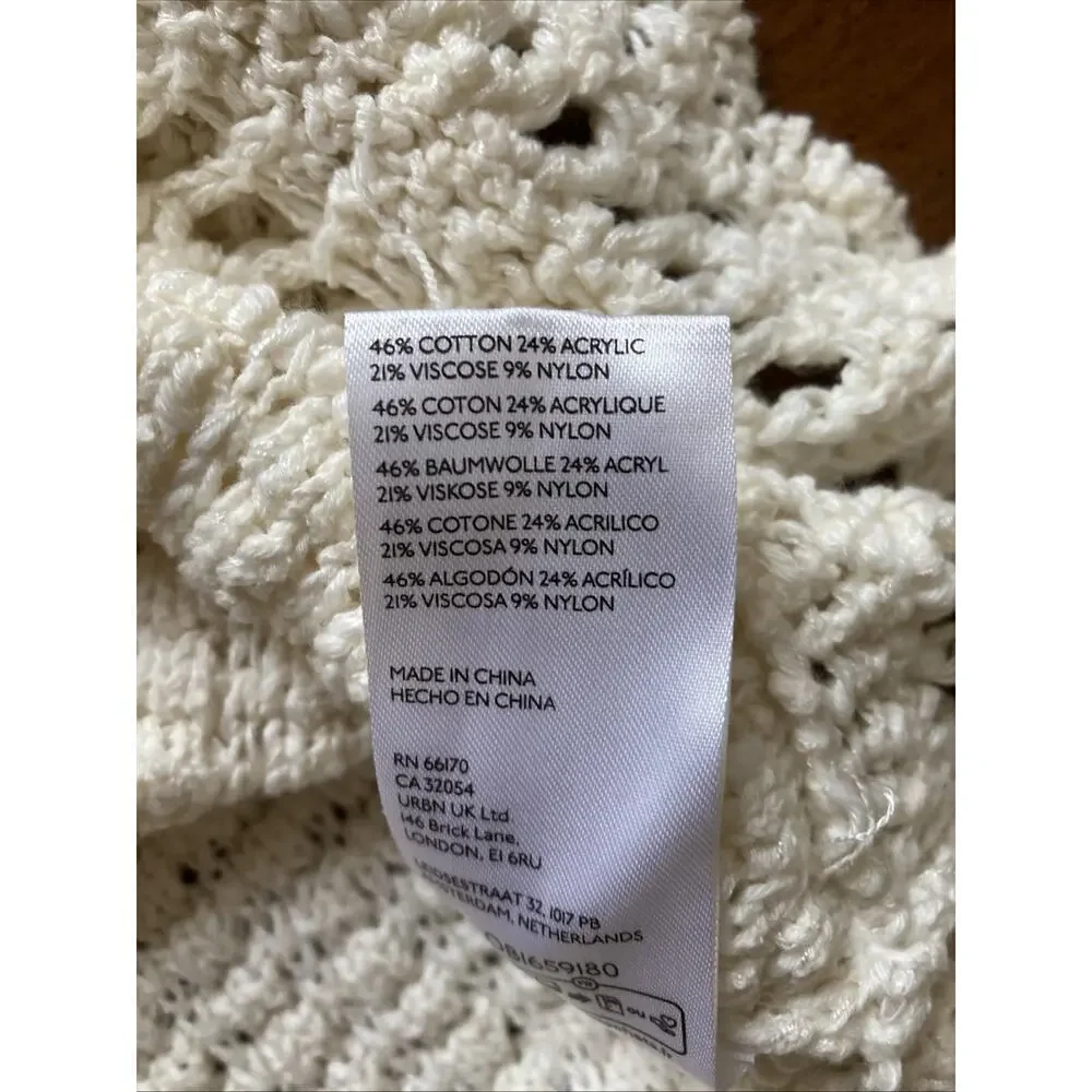 By Anthropologie Crochet Ruffle Top Shirt Sz XLP New Cream Boho Cottage $118‎